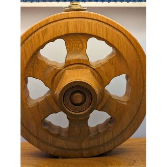 Vintage Nautical Carved Wheel Lamp for the Bedroom - Picture 2 of 8